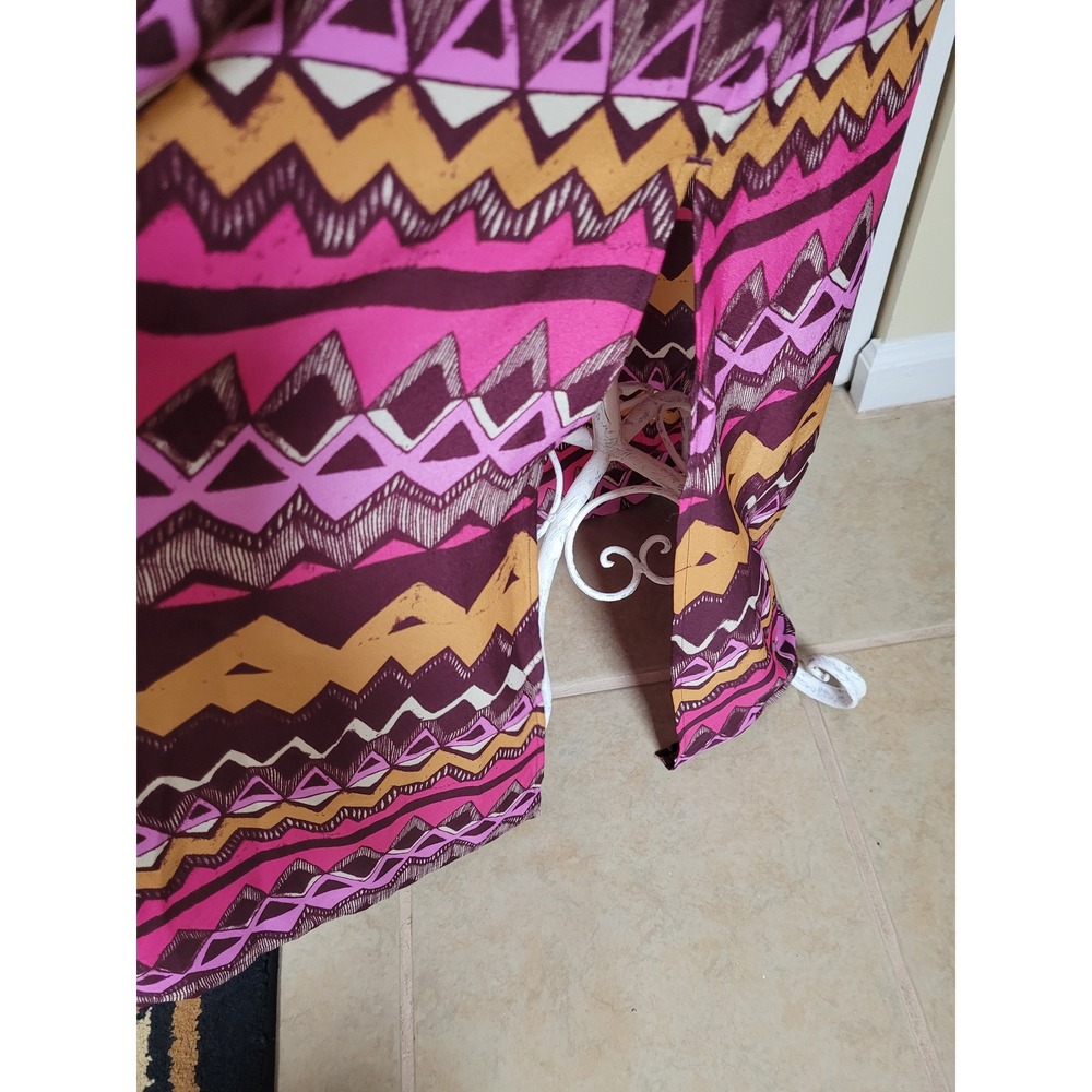 Ann Taylor LOFT Aztec Chevron Maxi Dress Boho Plum Pink Small Tall ST Sleeveless - Picture 8 of 9